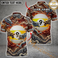 Maxcorners Billiard Imperial Dragon Multicolor Option Customized Name, Team Name 3D Polo Shirt