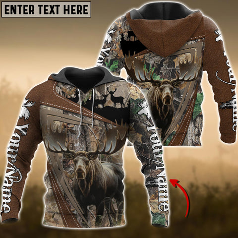 Maxcorners Grass Brown Wilderness Moose Hunting Custom Name Shirt 3D All Over Printed Clothes