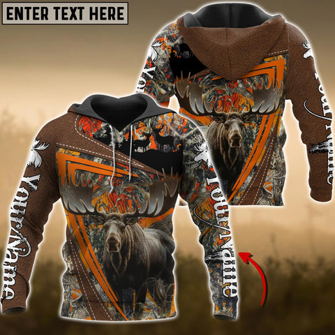 Maxcorners Orange Wilderness Moose Hunting Custom Name Shirt 3D All Over Printed Clothes