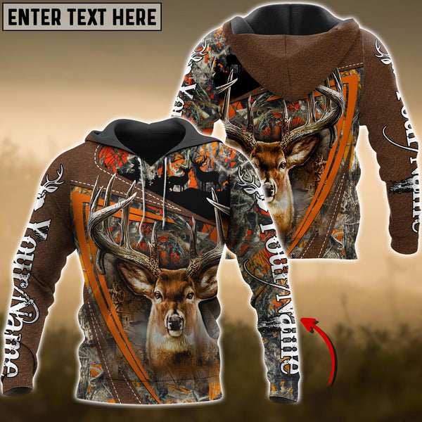 Maxcorners Orange Wilderness Deer Hunting Personalized Name 3D Hoodie