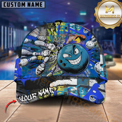 Maxcorners Bowling Graffiti Rage Multicolor Personalized Name 3D Cap