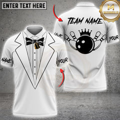 Maxcorners Bowling Tuxedo Crown Strike Ball Personalized Name 3D Unisex Shirt