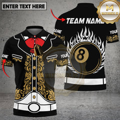 Maxcorners Billiards Golden 8 Ball Flames Personalized Name 3D Unisex Shirt