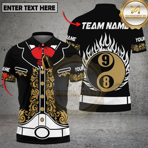 Maxcorners Billiards Yin Yang Flames Personalized Name 3D Unisex Shirt