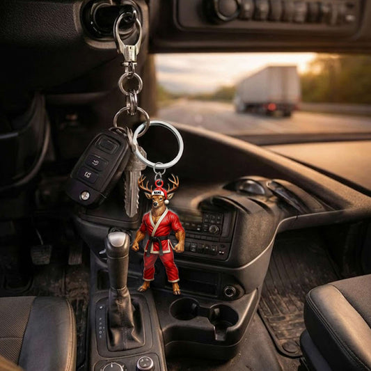 Maxcorners Personalized Karate Deer Ornament, Custom Name Martial Arts Christmas Decoration

 LM0411