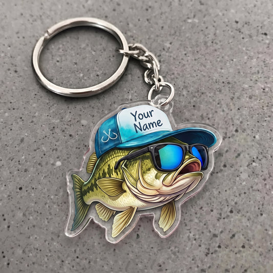 Maxcorners Largemouth Bass Fishing Cool Fish Personalized Name 3D Keychain And Ornament