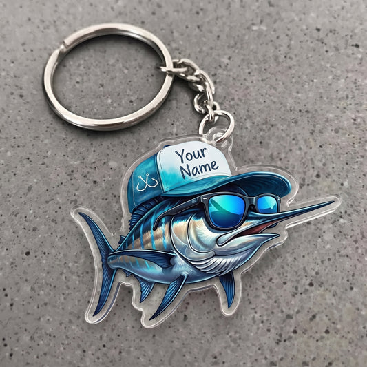 Maxcorners Marlin Fishing Cool Fish Personalized Name 3D Keychain And Ornament