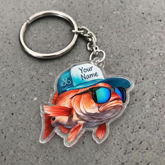 Maxcorners Redfish Fishing Cool Fish Personalized Name 3D Keychain And Ornament