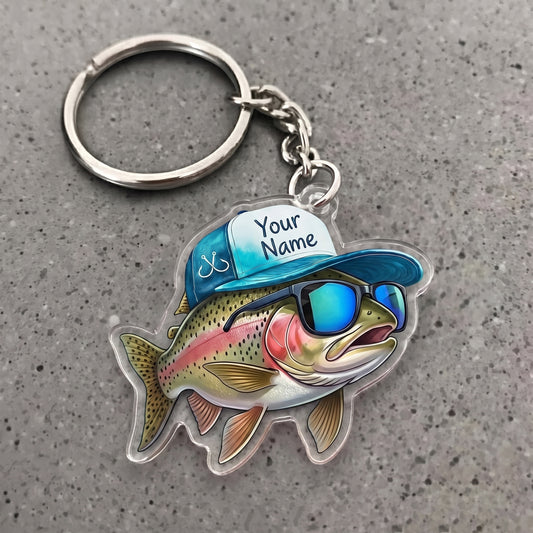 Maxcorners Trout Fishing Cool Fish Personalized Name 3D Keychain And Ornament