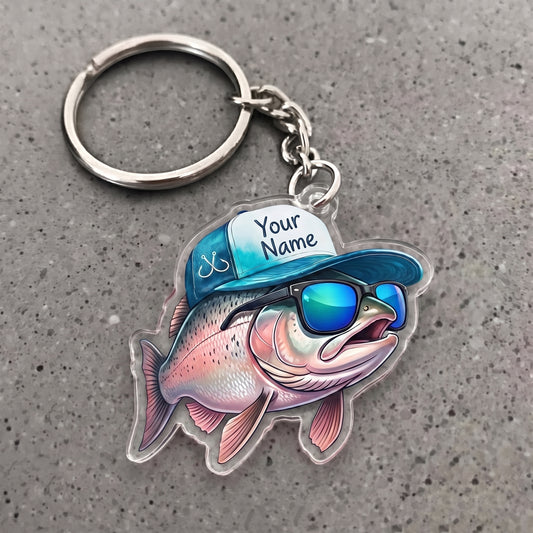 Maxcorners Salmon Fishing Cool Fish Personalized Name 3D Keychain And Ornament