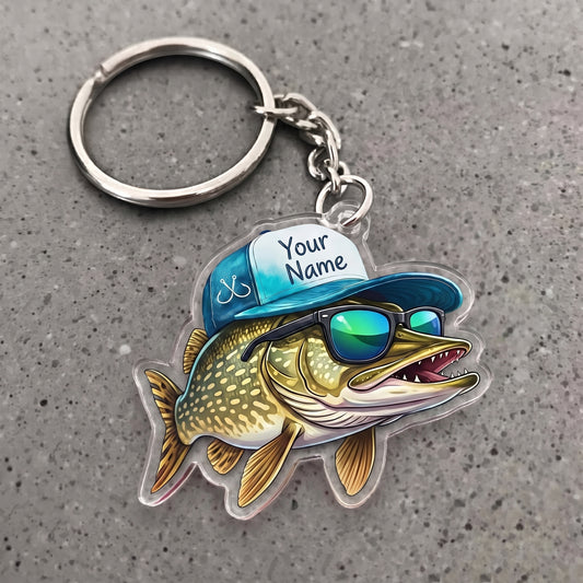 Maxcorners Pike Fishing Cool Fish Personalized Name 3D Keychain And Ornament