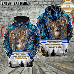 Maxcorners Blue Deer Hunting Some Grandpas Play Bingo, Real Grandpas Go Hunting Custom Name 3D Hoodie All Over Printed Clothes