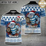 Maxcorners Christmas Shark Dart Multicolor Customized Name, Team Name 3D Shirt