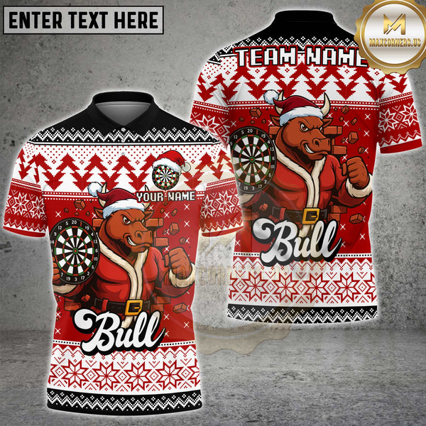 Maxcorners Christmas Bull Dart Multicolor Customized Name, Team Name 3D Shirt