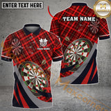 Maxcorners Darts Caro Pattern Xmas Style Flame Customized Name, Team Name 3D Polo Shirt