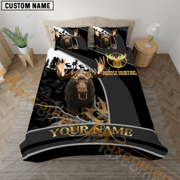 Maxcorners Moose Hunting Forest Classic Bedding Set 3D Print Custom Name