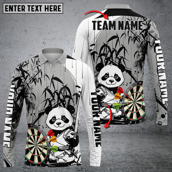 Maxcorners Darts Funny Panda Customized Name, Team Name 3D Polo Shirt