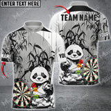 Maxcorners Darts Funny Panda Customized Name, Team Name 3D Polo Shirt