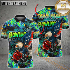 Maxcorners Bowling American Eagle Graffiti Multicolor Personalized Name, Team Name 3D Shirt
