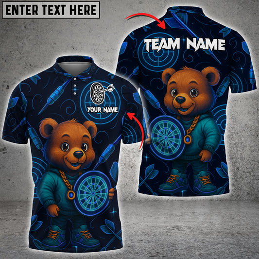 Maxcorners Bowling Cute Bear Holding Board Multicolor Personalized 3D Shirt