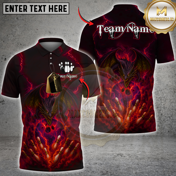 Maxcorners Bowling Electric Dragon Multicolor Customized Name, Team Name 3D Shirts