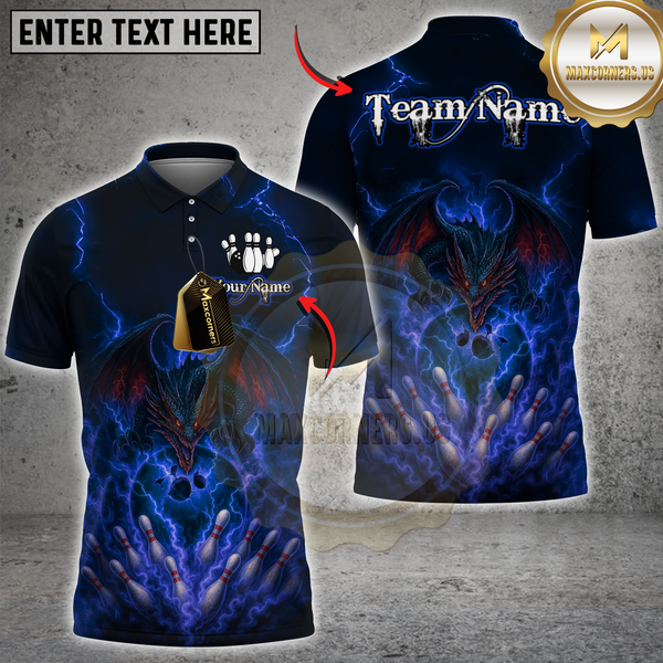 Maxcorners Bowling Electric Dragon Multicolor Customized Name, Team Name 3D Shirts