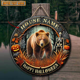 Maxcorners Bear Hunting Customized House Name Halloween Wooden Sign