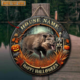 Maxcorners Boar Hunting Customized House Name Halloween Wooden Sign