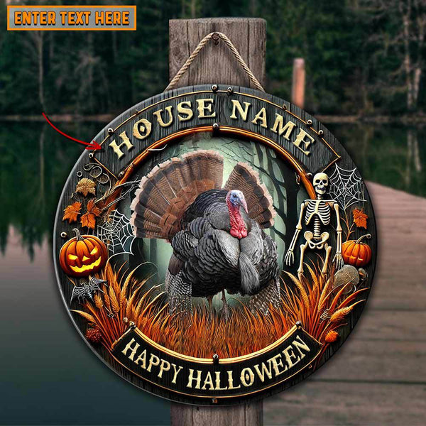 Maxcorners Turkey Hunting Customized House Name Halloween Wooden Sign