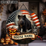 Maxcorners Boar Hunting Customized House Name Halloween Wooden Sign