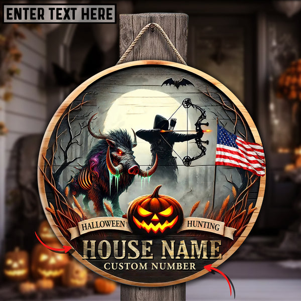 Maxcorners Boar Hunting Wilderness Customized House Name And Number Halloween Wooden Sign