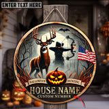 Maxcorners Haunted Deer Hunting Customized House Name Halloween Wooden Sign