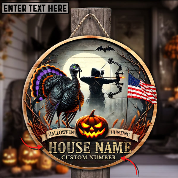 Maxcorners Turkey Hunting Wilderness Customized House Name And Number Halloween Wooden Sign