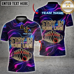 Maxcorners Bowling Neon Stay In Your Lane Personalized Name 3D Unisex Shirt