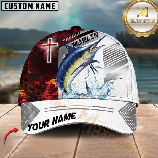 Maxcorners Fishing Red Flame With Cross Pattern Personalized 3D Cap (6 Breeds)