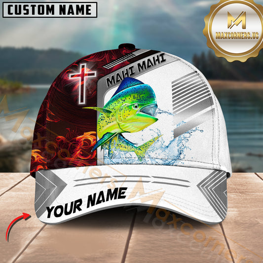 Maxcorners Fishing Red Flame With Cross Pattern Personalized 3D Cap (6 Breeds)