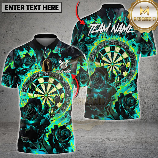 Maxcorners Darts Flaming Roses Dartboard Multicolor Customized Name, Team Name 3D Shirts