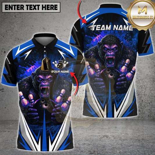 Maxcorners Bowling Angry Gorilla Fire Bowling Ball Multicolor Customized Name, Team Name 3D Shirts