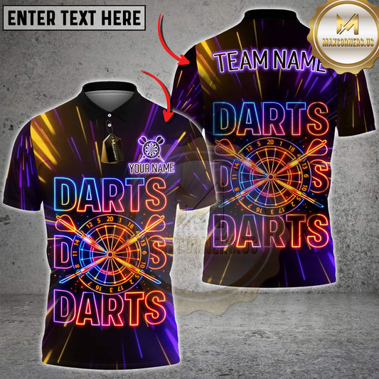 Maxcorners Darts Neon Dartboard Double Darts Light Effect Design Personalized Name 3D Unisex Shirt