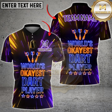 Maxcorners Darts Neon Funny Quote World’s Okayest Dart Player Personalized Name 3D Unisex Shirt