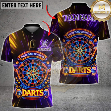 Maxcorners Darts Neon Dartboard Bar Quote There Is No Crying In Darts Personalized Name 3D Unisex Shirt