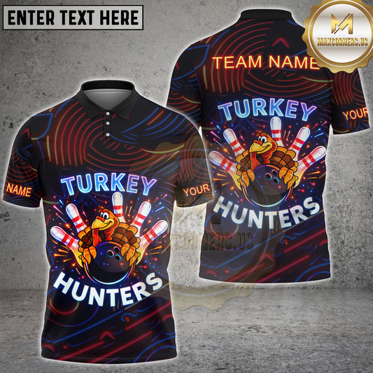 Maxcorners Bowling Turkey Strike Funny Thanksgiving Bowling Personalized Name, Team Name 3D Shirt