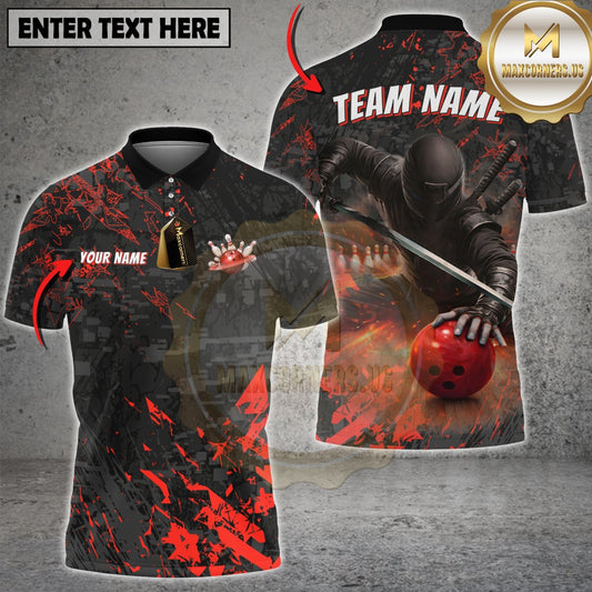 Maxcorners Bowling Shadow Ninja Bowling Ball Multicolor Customized Name, Team Name 3D Shirts