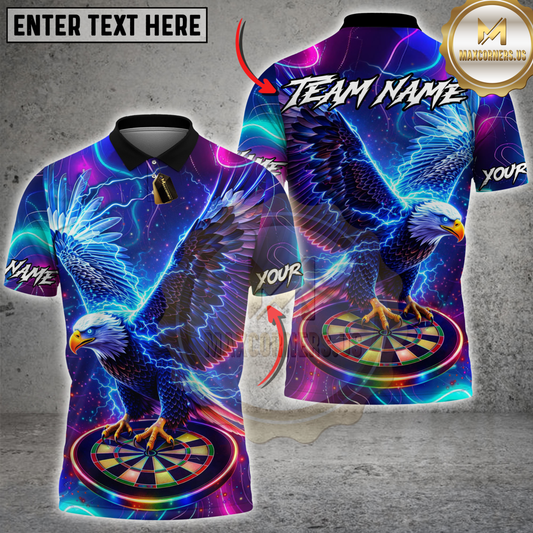 Maxcorners Darts Lightning Eagle Neon Dartboard Personalized Name 3D Unisex Shirt