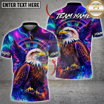 Maxcorners Darts Neon Galaxy Eagle Dartboard Personalized Name 3D Unisex Shirt