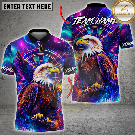 Maxcorners Darts Neon Galaxy Eagle Dartboard Personalized Name 3D Unisex Shirt