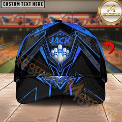 Maxcorners Bowling And Pins Abstract Grunge Texture X Multicolor Personalized Name 3D Cap