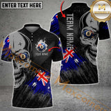 Maxcorners Skull Australian Flag 8-Ball Billiard Jersey Customized Name, Team Name 3D Polo Shirt