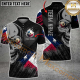 Maxcorners Skull Texas Flag 8-Ball Billiard Jersey Customized Name, Team Name 3D Polo Shirt