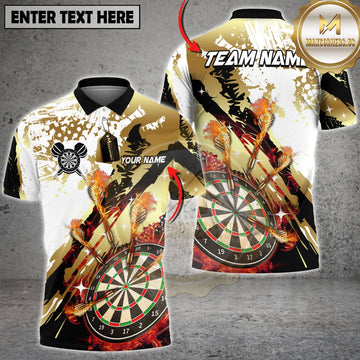 Maxcorners Darts Dartboard Gold Splash Multicolor Customized Name, Team Name 3D Shirt